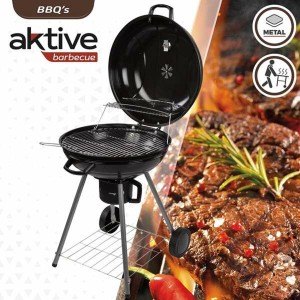 Holzkohlegrill mit Rädern Aktive Textilene 57 x 86 cm Schwarz |  Gr...