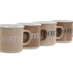 Ensemble de 4 mugs Home ESPRIT Marron Grès 285 ml 9 x 7 x 8 cm |  T...