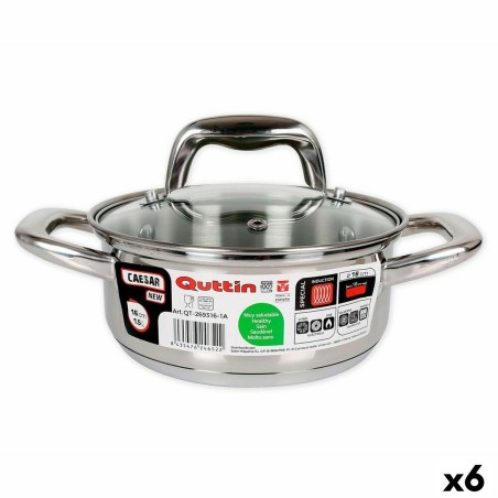 Casserole Quttin 139494 With lid Steel Ø 16 x 7 cm (6 Units) (16 cm...