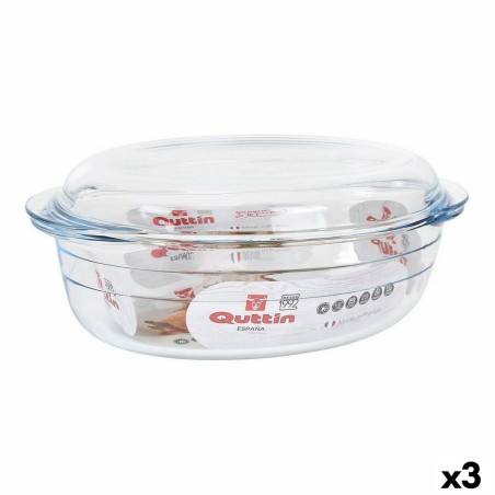 Casserole avec Couvercle Quttin 63095 verre 33 x 20 x 13 cm (3L + 1...
