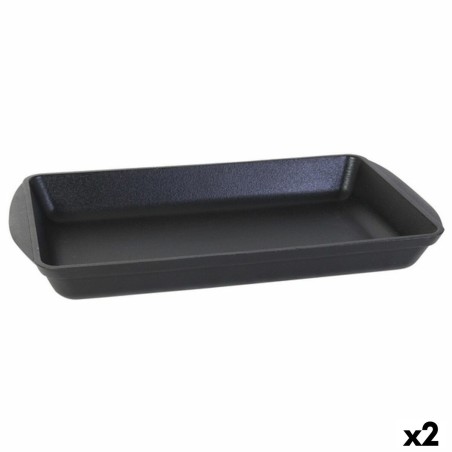 Serving Platter Inde Cast Iron Black 50 x 30 x 6,5 cm (2 Units) |  ...