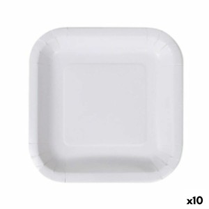 Plate set Algon Disposable White Cardboard Squared 20 cm (10 Units)...