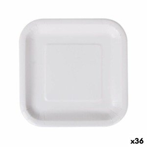 Plate set Algon Disposable White Cardboard 23 cm (36 Units) |  Plat...
