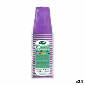 Set of reusable glasses Algon Fuchsia 24 Units 250 ml (25 Pieces) |...