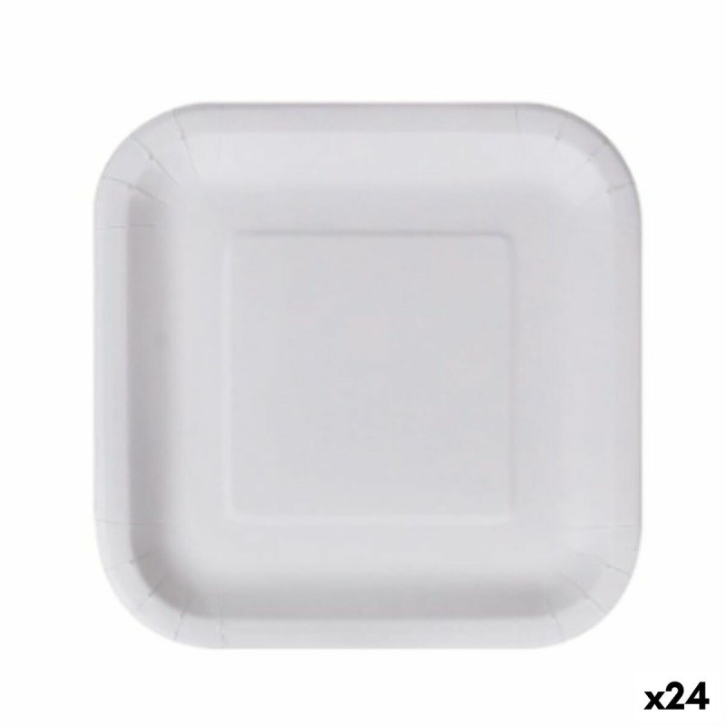 Geschirr-Set Algon Einwegartikel Weiß Pappe karriert 23 cm (24 Stüc...