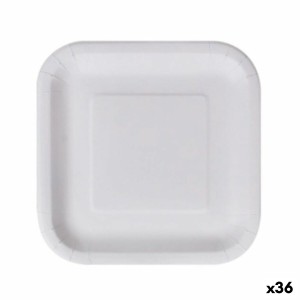 Plate set Algon Disposable White Cardboard Squared 23 cm (36 Units)...