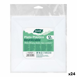 Mehrweg-Teller-Set Algon karriert Weiß Kunststoff 23 x 23 x 2 cm (2...