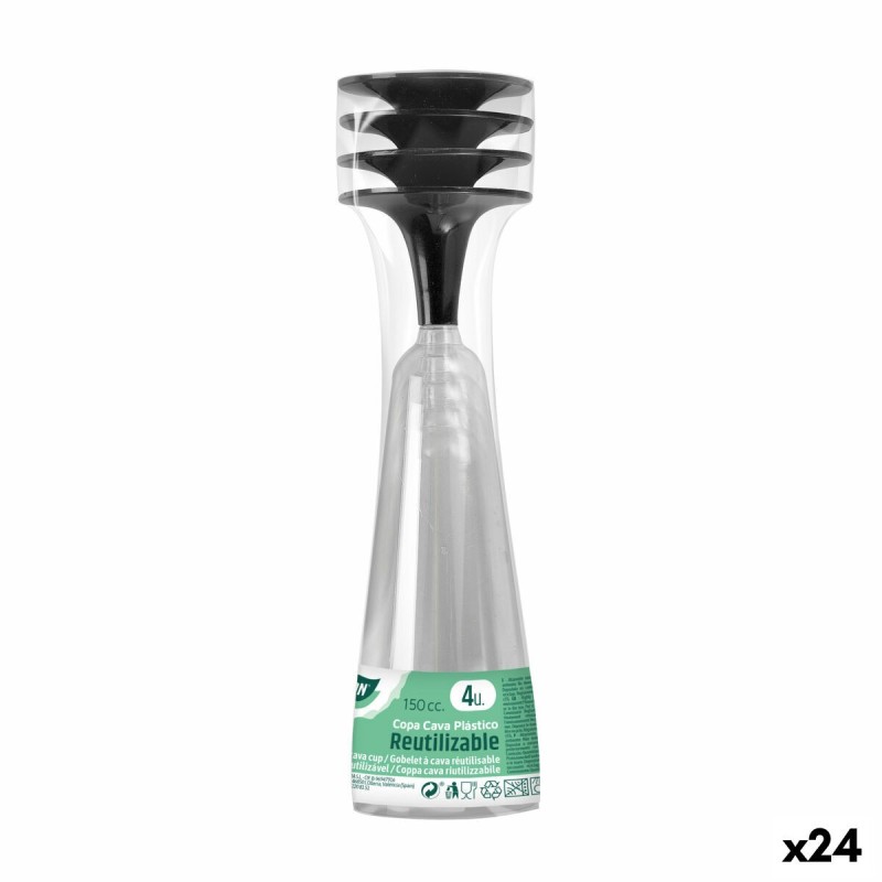 Mehrweg-Sektgläser Algon Schwarz 24 Stück 150 ml (4 Stücke) |  Gläs...