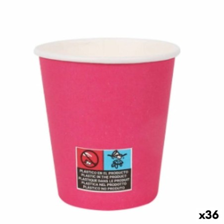 Set of glasses Algon Cardboard Disposable 200 ml Fuchsia 36 Units (...