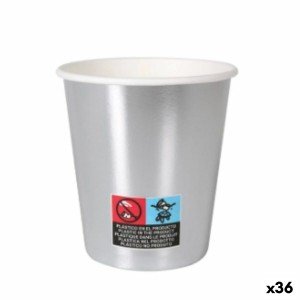 Set of glasses Algon Cardboard Disposable Silver 36 Units 200 ml (1...