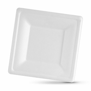 Plate set Algon Disposable White Sugar Cane Squared 20 cm (24 Units...