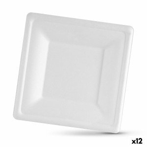 Geschirr-Set Algon Einwegartikel Weiß Zuckerrohr karriert 20 cm (12...