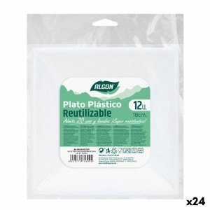 Lot d'assiettes réutilisables Algon Carré Blanc Plastique 18 x 18 x...