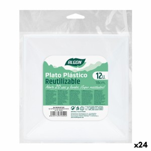 Mehrweg-Teller-Set Algon karriert Weiß Kunststoff 18 x 18 x 4 cm (2...