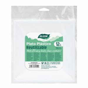 Lot d'assiettes réutilisables Algon Carré Blanc Plastique 18 x 18 x...