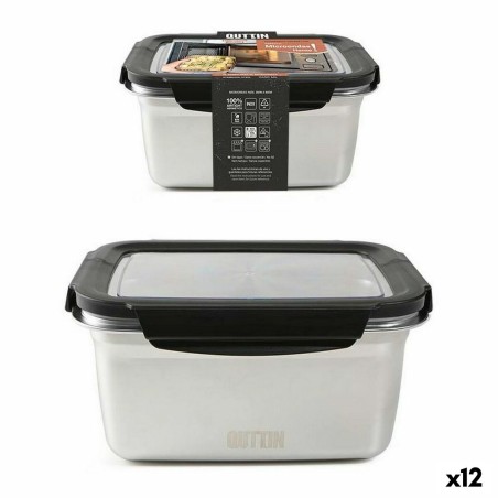 Hermetic Lunch Box Quttin Rectangular Stainless steel Silver Steel ...
