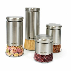 Gefäß Quttin Stahl Glas 11,5 x 11,5 x 23,5 cm (12 Stück) (1700 ml) ...