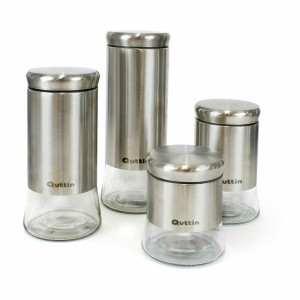 Gefäß Quttin Stahl Glas 11,5 x 11,5 x 23,5 cm (12 Stück) (1700 ml) ...