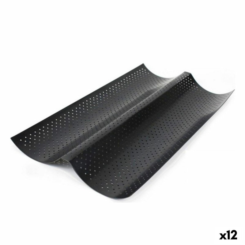 Baguette Mould Quttin 123899 Double 37,8 x 16,5 x 2 cm (12 Units) |...