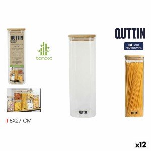 Gefäß Quttin Bambus karriert 1,3 L 8 x 27 cm (12 Stück) |  Brotdose...
