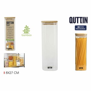Gefäß Quttin Bambus karriert 1,3 L 8 x 27 cm (12 Stück) |  Brotdose...