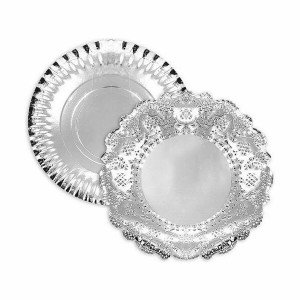 Snack tray Algon Silver Circular 23 x 23 x 1,5 cm (48 Units) |  Pla...