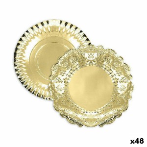 Tablett für Snacks Algon Gold kreisförmig 23 x 23 x 1,5 cm (48 Stüc...