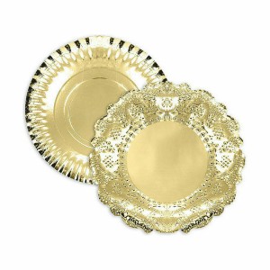 Tablett für Snacks Algon Gold kreisförmig 23 x 23 x 1,5 cm (48 Stüc...
