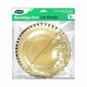 Plateau apéritif Algon Doré Ronde 23 x 23 x 1,5 cm (48 Unités) |  A...