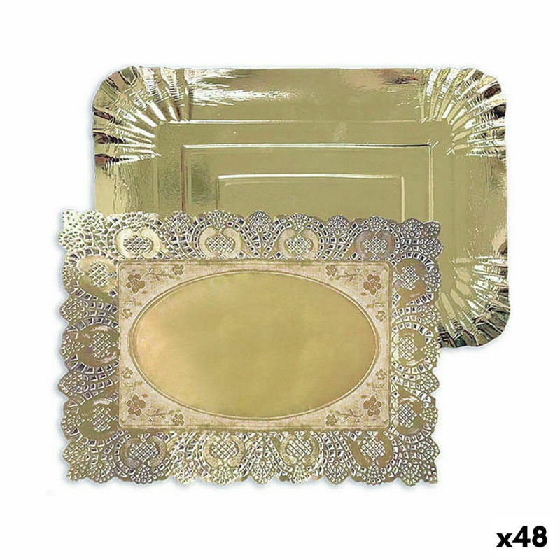 Snack tray Algon Golden Rectangular 23 x 29,5 x 1 cm (48 Units) |  ...