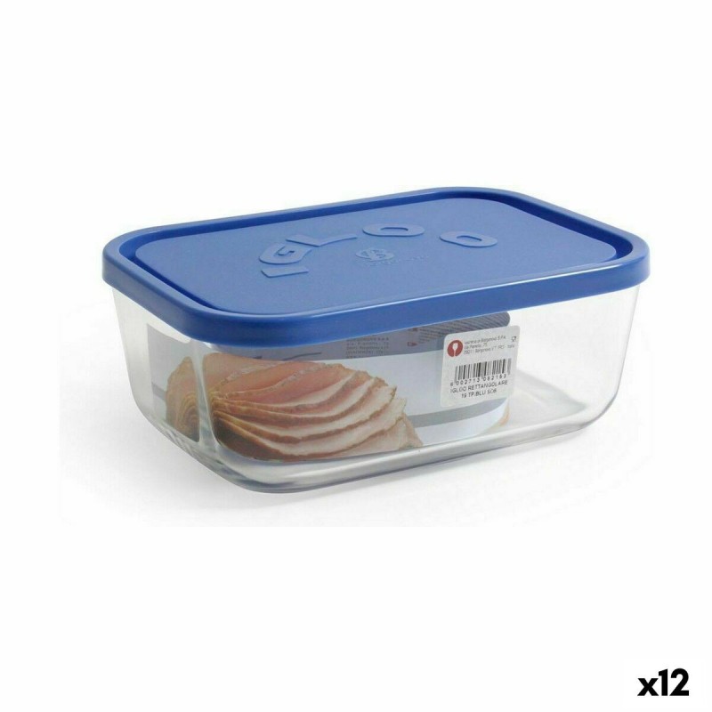 Lunch box Borgonovo Blue Rectangular 1,3 L 19 x 13,5 x 7,2 cm (12 U...
