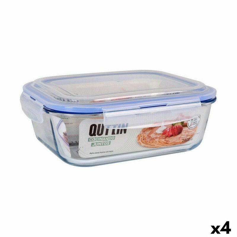 Hermetic Lunch Box Quttin Rectangular 2,4 L (4 Units) | Lunch box... Hermetic Lunch Box Quttin Rectangular 2,4 L (4 Units) | Lunch box...