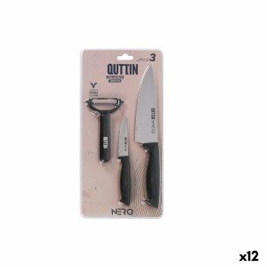 Knife Set Quttin Nero Black 3 Pieces (12 Units) |  Knives and cutle...