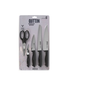 Ensemble de Couteaux Quttin Nero Noir 5 Pièces (4 Unités) |  Coutea...