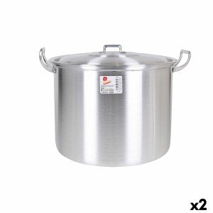 Marmite avec couvercle Aluminium 41 x 33 x 29 cm (2 Unités) |  Poêl...