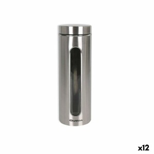Bocal Quttin Transparent Argenté verre Acier 2,2 L 10 x 10 x 30,5 c...