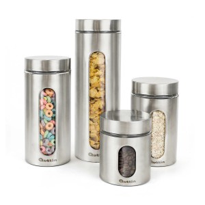 Bocal Quttin Transparent Argenté verre Acier 2,2 L 10 x 10 x 30,5 c...