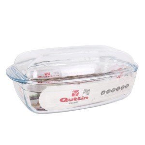 Casserole avec Couvercle Quttin  Transparent 6,7 l verre 37 x 22 x ...