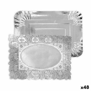 Plateau apéritif Algon Argenté Rectangulaire 23 x 29,5 x 1 cm Jetab...