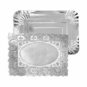 Plateau apéritif Algon Argenté Rectangulaire 23 x 29,5 x 1 cm Jetab...