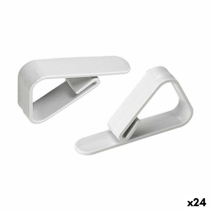 Tablecloth Clip Algon Set White 10 Pieces 3,90 x 1,30 x 5,50 cm (24...