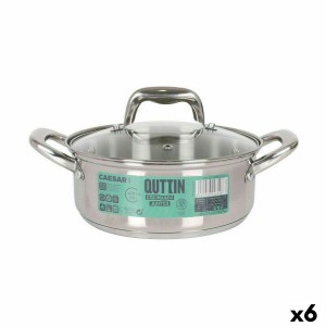 Casserole with glass lid Quttin Caesar Steel ø 20 x 8 cm (6 Units) ...