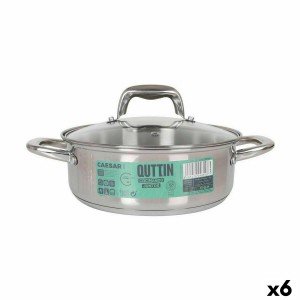 Casserole with glass lid Quttin Caesar Steel ø 22 x 8 cm (6 Units) ...