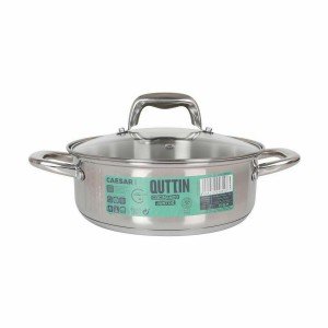 Casserole with glass lid Quttin Caesar Steel ø 22 x 8 cm (6 Units) ...