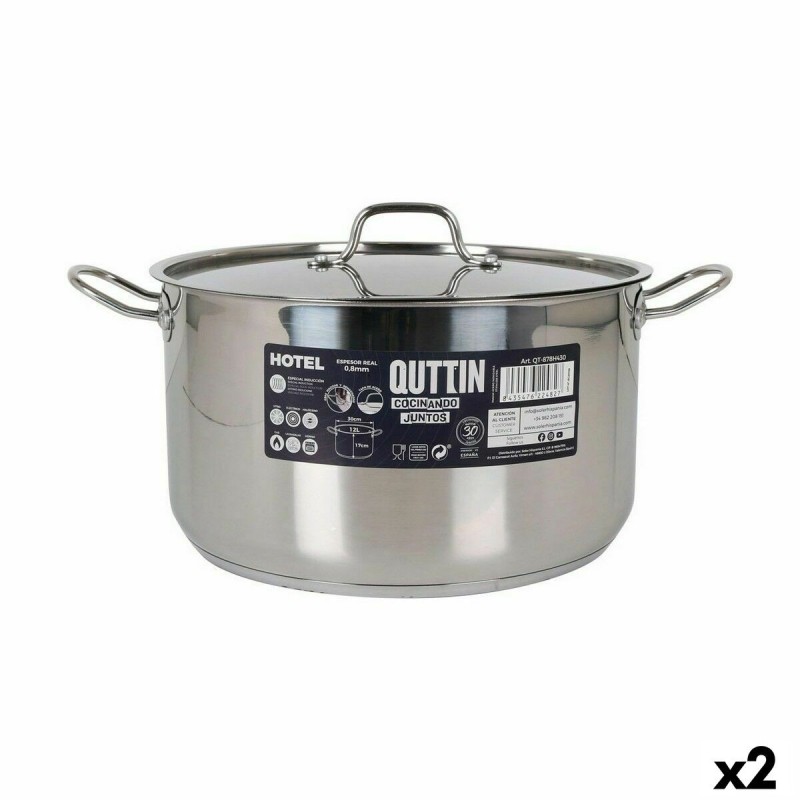 Casserole with Lid Quttin Hotel Steel ø 30 x 17 cm (2 Units) |  Pan...