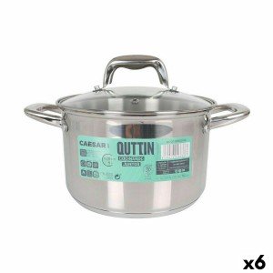 Pot with Glass Lid Quttin Caesar Steel ø 20 x 13,5 cm (6 Units) |  ...