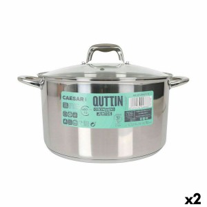 Topf mit Glasabdeckung Quttin Caesar Stahl ø 30 x 17,5 cm (2 Stück)...