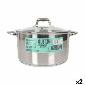 Topf mit Glasabdeckung Quttin Caesar Stahl ø 30 x 17,5 cm (2 Stück)...