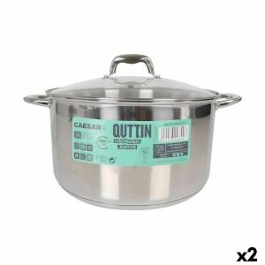 Topf mit Glasabdeckung Quttin Caesar Stahl ø 32 x 18,5 cm (2 Stück)...