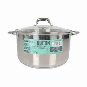 Topf mit Glasabdeckung Quttin Caesar Stahl ø 32 x 18,5 cm (2 Stück)...